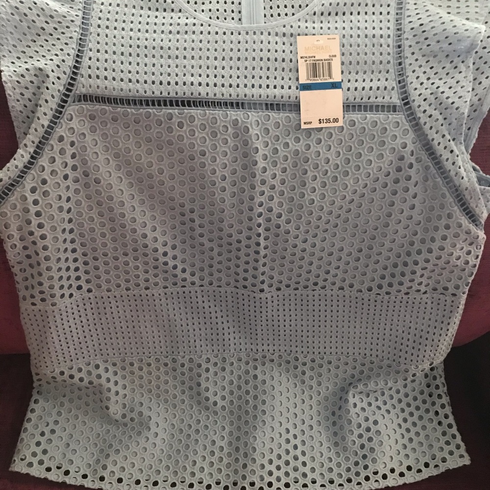 Michel Kors light blue eyelet top